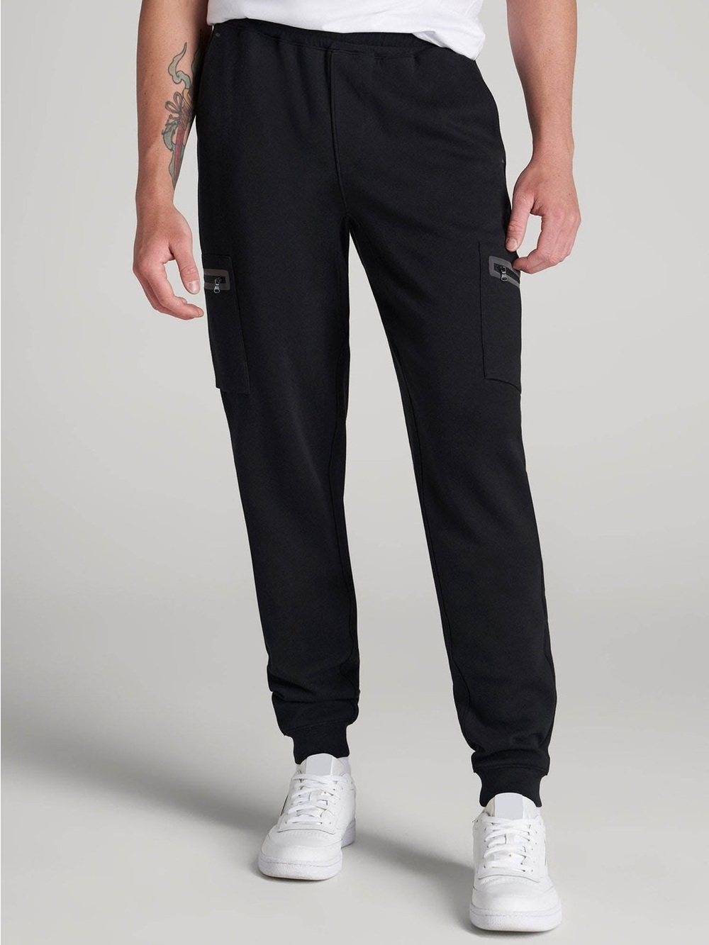 American Tall Black Cargo Jogger Sweatpants - Mens Small Tall